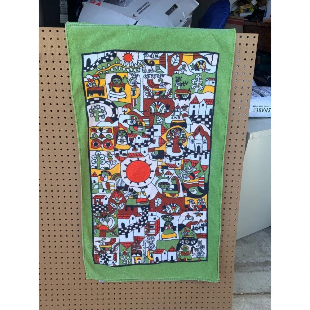 Hilasal Hand Towel OS Green Fernando Llort Folk Art Salvadoran La Palma